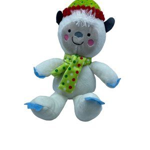 Hug Fun Int. Christmas Holiday Hat Scarf Yeti Snowman Stuffed Animal Plush 12.5”